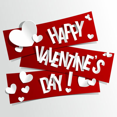 Red sign with white hearts and Happy Valentine's Day!